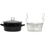 Pr Home Emaye Cam Kapaklı Kızartma Tenceresi 22 cm Siyah Krom Tepeli - Görsel 4