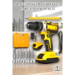 24 Parça Çift Bataryalı Şarjlı Matkap Seti 24W Motor ve Otomatik Mil Kilitli Tasarım