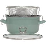 Pr Home Emaye Cam Kapaklı Kızartma Tenceresi 24 cm Soft Yeşil Krom Tepeli - Görsel 2