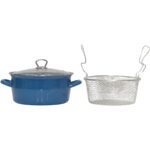 Pr Home Emaye Cam Kapaklı Kızartma Tenceresi 24 cm Mavi Krom Tepeli - Görsel 3