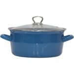 Pr Home Emaye Cam Kapaklı Kızartma Tenceresi 24 cm Mavi Krom Tepeli - Görsel 4