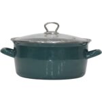 Pr Home Emaye Cam Kapaklı Kızartma Tenceresi 24 cm Petrol Yeşili Krom Tepeli - Görsel 4