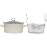 Pr Home Emaye Cam Kapaklı Kızartma Tenceresi 24 cm Krem Krom Tepeli - Görsel 3