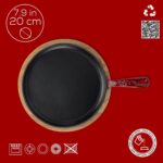 Lava Döküm Yuvarlak Pizza Krep Pankek Tavası Döküm Demir Yekpare Saplı Kayın Servis Ahşabı ÇAP(Ø)20CM.-BORDO - Görsel 4