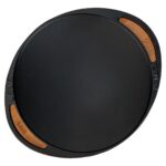 Lava Döküm Yuvarlak Saç Kavurma Tavası Döküm Demir Yekpare Çift Kulplu Kayın Servis Ahşabı ÇAP(Ø)28CM.-BORDO - Görsel 3