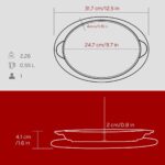 Lava Döküm Oval Fajita Tabağı Döküm Demir Yekpare Çift Kulplu Kayın Servis Ahşabı Ölçü 18X24CM.-BORDO - Görsel 5