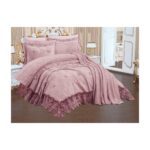 Çeyiz Diyarı Fethiye Şönil Nakışlı 10 Parça Gelin Seti Pudra