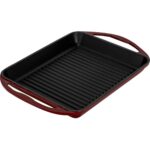 Lava Döküm Dikdörtgen Izgara Tavası Döküm Demir Yekpare Çift Kulplu Ölçü 26X32CM.-BORDO - Görsel 2