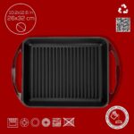 Lava Döküm Dikdörtgen Izgara Tavası Döküm Demir Yekpare Çift Kulplu Ölçü 26X32CM.-BORDO - Görsel 4