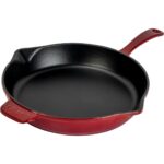 Lava Döküm Yuvarlak Kızartma Tavası Döküm Demir Yekpare Saplı. ÇAP(Ø)30CM-BORDO - Görsel 2