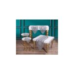 Çeyiz Diyarı Fransız Güpürlü Kadife Midye Salon Takımı 5 Parça Gri - Görsel 2