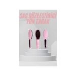 Cenk Xstore Elektrikli Saç Düzleştirici Tarak Saç Düzleştirici Fırça Sıkı Dişli Pembe - Görsel 2