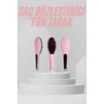 Tekno Ucuz Elektrikli Saç Düzleştirici Tarak Saç Düzleştirici Fırça Sıkı Dişli Pembe