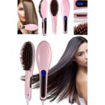 Tekno Ucuz Elektrikli Saç Düzleştirici Tarak Saç Düzleştirici Fırça Sıkı Dişli Pembe - Görsel 3