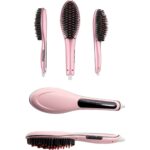 Tekno Ucuz Elektrikli Saç Düzleştirici Tarak Saç Düzleştirici Fırça Sıkı Dişli Pembe - Görsel 4