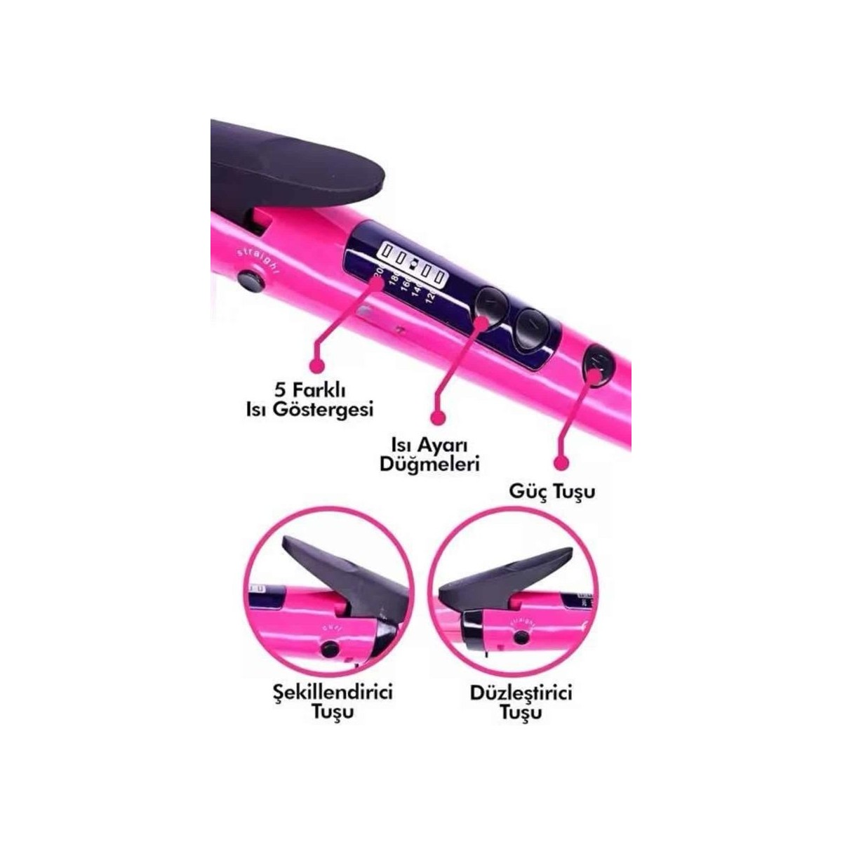 110001232266315.jpg Cenk Xstore Saç Düzleştirici Şekillendirici Saç Maşası Ikili Şekillendirici Isı Ayarlı - Görsel 1