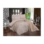 Çeyiz Diyarı Pamukkale Şönil Nakışlı 10 Parça Gelin Seti Bej