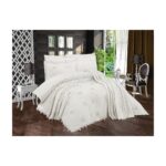 Çeyiz Diyarı Pamukkale Şönil Nakışlı 10 Parça Gelin Seti Krem