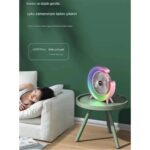 AyrStore Masaüstü Vantilatör USB Şarjlı Rgb LED Işıklı 3 Kademeli 180° Ayarlanabilir Soğutucu Fan Yeşil - Görsel 3