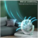 AyrStore Masaüstü Vantilatör USB Şarjlı Rgb LED Işıklı 3 Kademeli 180° Ayarlanabilir Soğutucu Fan Yeşil - Görsel 4