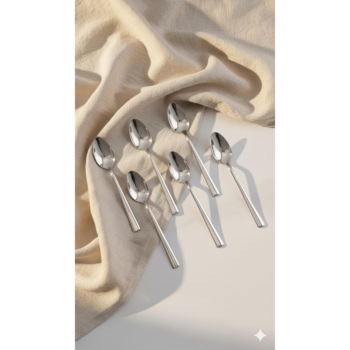 110001234400444.jpg Depa 6 Lı Paslanmaz Çelik Tatlı Kaşık Seti Lüks Murat - Görsel 1