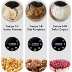 Karaca Mastermaid Chef Ultra D2000W Dijital Ekranlı Hamur Yoğurma Makinesi Matte White 7l - Görsel 5