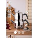 Perotti Tahtakale Soft Indüksiyon Tabanlı Aile Çelik Çaydanlık Takımı 1.20LT - 2.00LT - Görsel 2