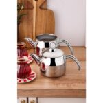 Perotti Tahtakale Indüksiyon Tabanlı Mini Çelik Çaydanlık Takımı 0.80LT - 1.20LT - Görsel 3