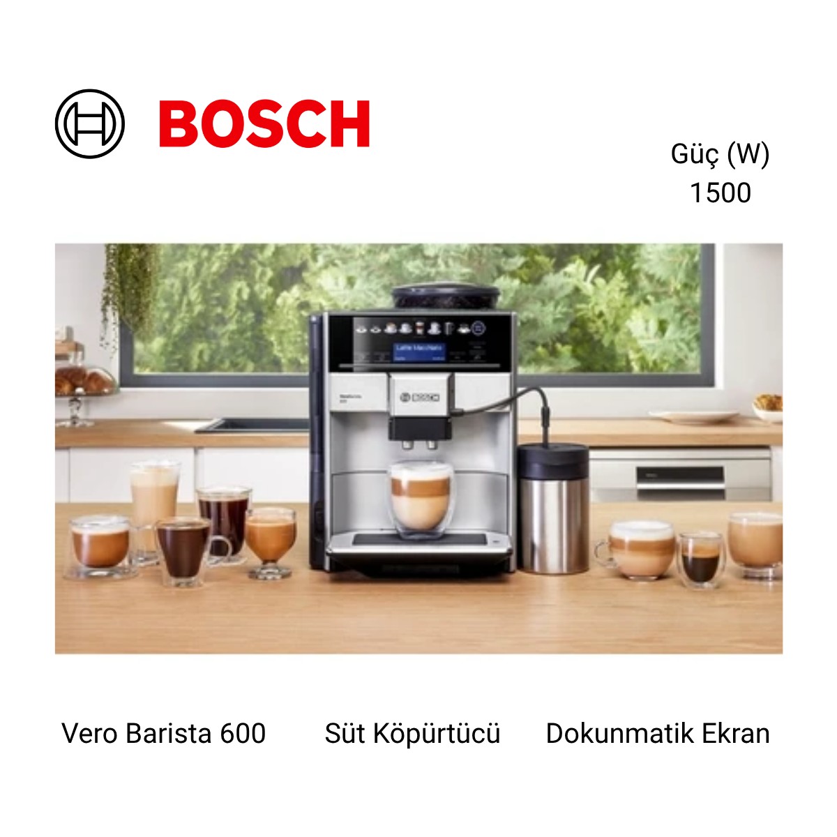 110001235496169.jpg Bosch 1500 Watt, 15 Bar ,vero Barista 600 Tam Otomatik TIS65621RW Espresso Makinesi - Görsel 1