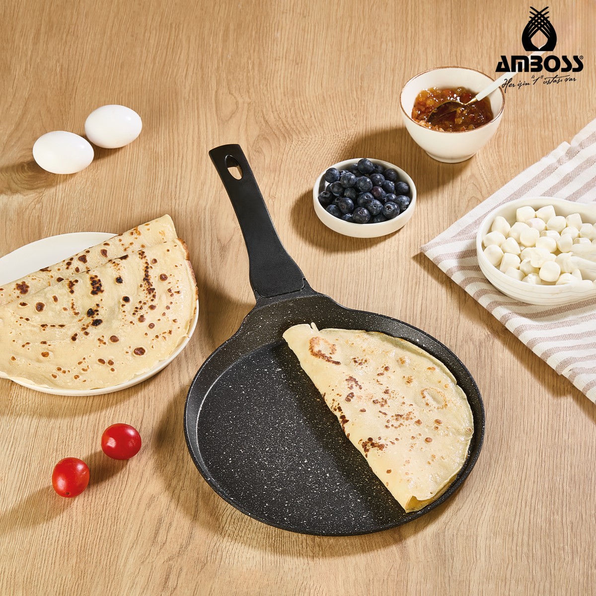 110001235845803.jpg Amboss Vento Döküm Granit Kaplama 26 cm Krep Tavası - Görsel 1