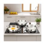 Nehir Silver Çelik 3 Parça Italyan Omlet Sahan Seti (16-18-20 Cm)