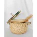 Sarı Kabartma Emaye Lux Tencere 5 Litre 24 cm Süt Yoğurt Güveç Tenceresi - Görsel 2