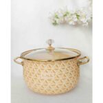 Sarı Kabartma Emaye Lux Tencere 5 Litre 24 cm Süt Yoğurt Güveç Tenceresi - Görsel 3