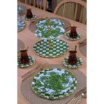 Akdeniz Home Glore Mode Green Altın Yaldızlı 34 Parça 6 Kişilik Cam Pasta Servis Takımı | Lüks Altın Detaylı Set