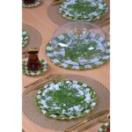 Akdeniz Home Glore Mode Green Altın Yaldızlı 34 Parça 6 Kişilik Cam Pasta Servis Takımı | Lüks Altın Detaylı Set - Görsel 2