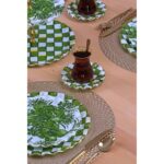 Akdeniz Home Glore Mode Green Altın Yaldızlı 34 Parça 6 Kişilik Cam Pasta Servis Takımı | Lüks Altın Detaylı Set - Görsel 5