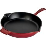 Lava Döküm Yuvarlak Kızartma Tavası Döküm Demir Yekpare Saplı. ÇAP(Ø)34CM-BORDO - Görsel 2