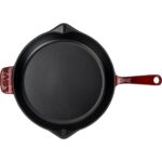 Lava Döküm Yuvarlak Kızartma Tavası Döküm Demir Yekpare Saplı. ÇAP(Ø)34CM-BORDO - Görsel 3