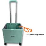 Portakap 8 Tekerlekli, Yeşil, 32L Standart Boy, Sabit Tutacaklı Alışveriş Arabası - Görsel 4