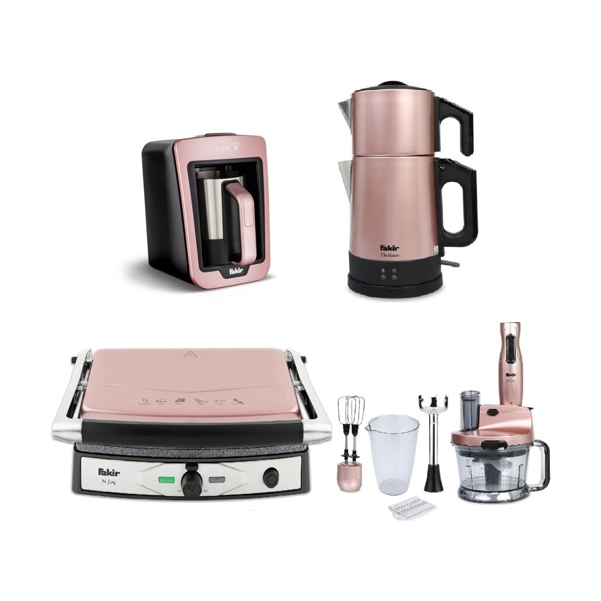 110001236778892.jpg Fakir Mutfak Seti / Elektrikli Çeyiz Seti 4lü Avantaj Plus Set Rosie Gold - Görsel 1