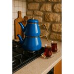 Noah Exclusive Emaye 3 Parça Paslanmaz Çelik Emaye Çaydanlık - Lacivert