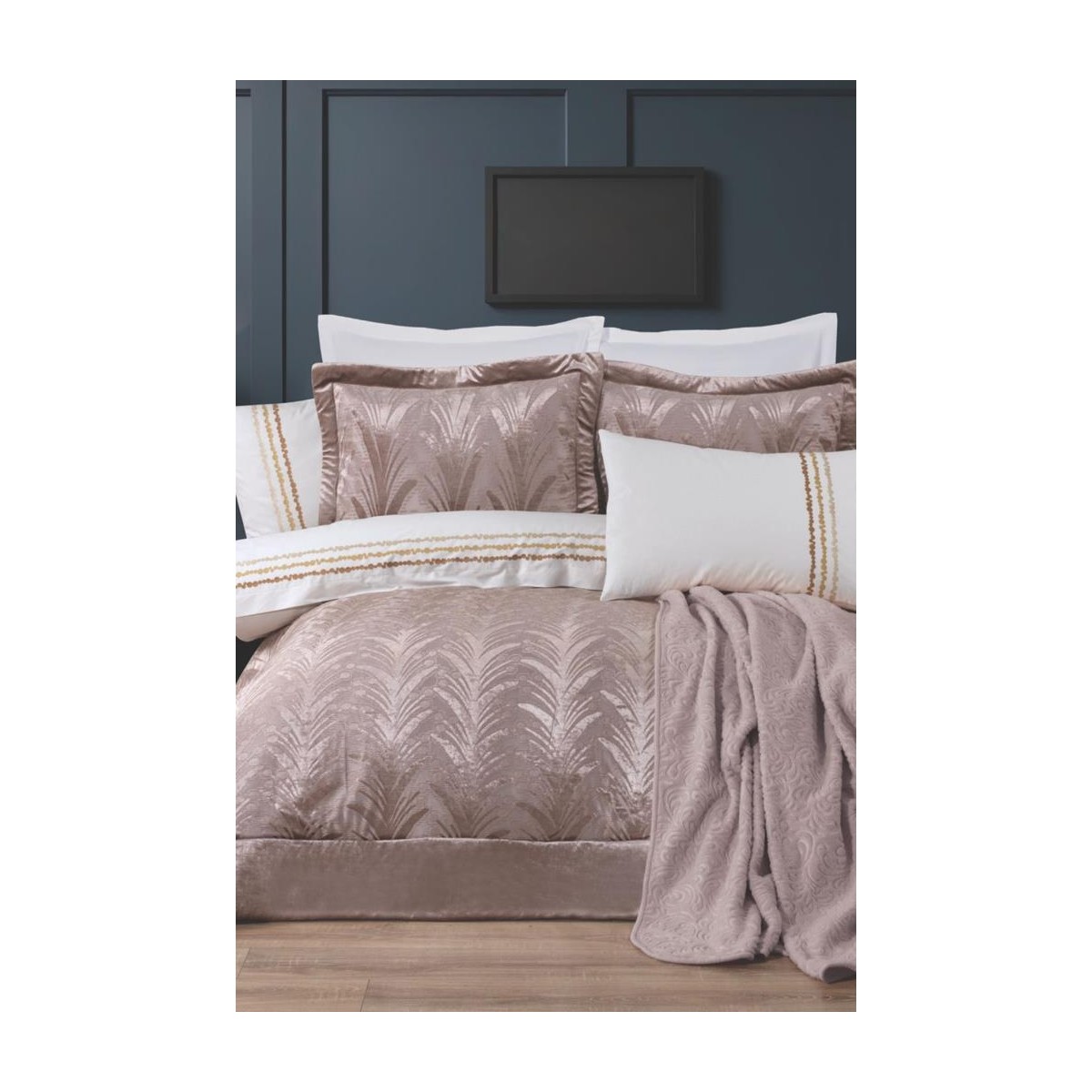 110001237662975.jpg Çeyiz Diyarı Samish 10 Parça Battaniyeli Çeyiz Seti Bej - Görsel 1