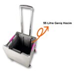 Portakap 4 Tekerlekli, 55 Litre Gri Katlanır Alışveriş Arabası - Hareketli Tutacaklı - Görsel 4