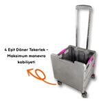Portakap 4 Tekerlekli, 55 Litre Gri Katlanır Alışveriş Arabası - Hareketli Tutacaklı - Görsel 5