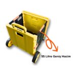 Portakap 4 Büyük Tekerlekli, Merdiven Çıkabilir, 40 kg Taşıma Kapasiteli, 55 Litre Sarı Katlanır Alışveriş Arabası - Görsel 2