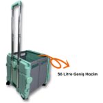 Portakap 4 Tekerlekli Yeşil 56L Büyük Boy Sabit Alüminyum Tutacaklı Alışveriş Arabası - Görsel 2