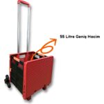 Portakap 6 Tekerlekli, 55 Litre Kırmızı Katlanır Alışveriş Arabası - Görsel 5