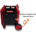 Portakap 4 Büyük Tekerlekli, 55 Litre Kırmızı Katlanır Alışveriş Arabası - Görsel 2