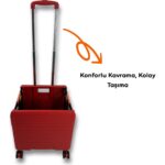 Portakap 4 Büyük Tekerlekli, 55 Litre Kırmızı Katlanır Alışveriş Arabası - Görsel 3