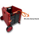 Portakap 4 Büyük Tekerlekli, 55 Litre Kırmızı Katlanır Alışveriş Arabası - Görsel 4